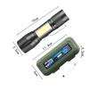Cross Border Hot Selling 511 Telescopic Zoom Mini Flashlight XPE+COB Dual Light Source Aluminum Alloy Strong Light Flashlight In Stock
