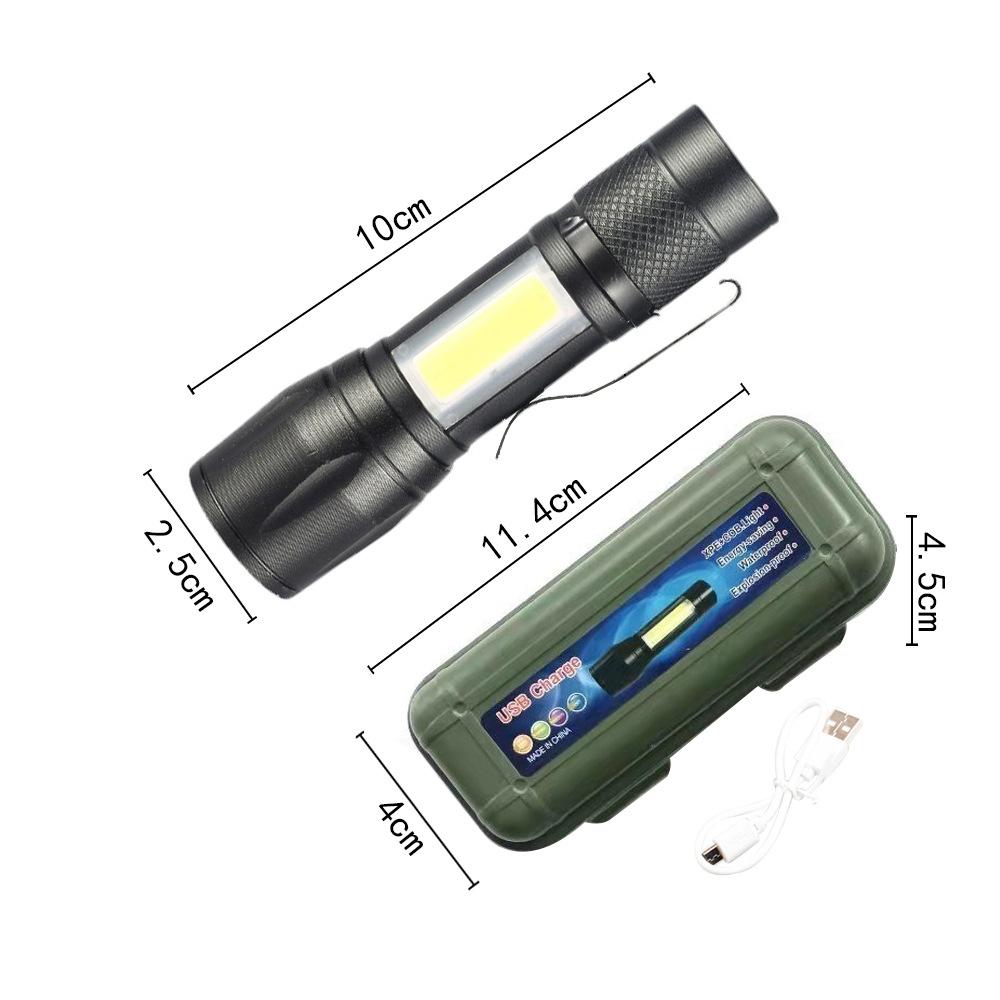 Cross Border Hot Selling 511 Telescopic Zoom Mini Flashlight XPE+COB Dual Light Source Aluminum Alloy Strong Light Flashlight In Stock