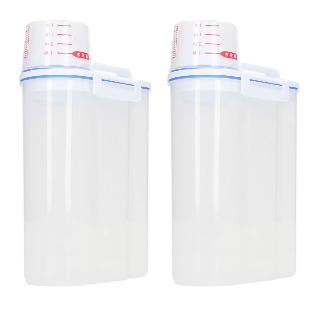 2PCS Rice Storage Container 2.5L Plastic Rice Dispenser Bin with Pour Spout for Rice Beans Grains Small Dry Food