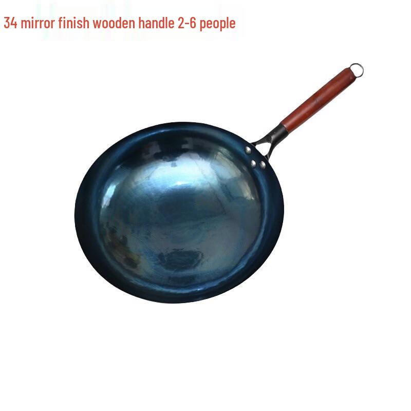 

ZISIZ Handmade Iron Wok, Mirror Finish with Wooden Handle