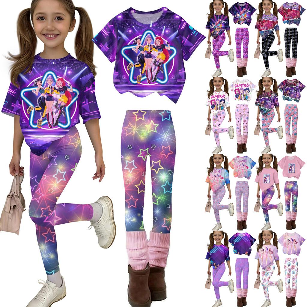 Children's Casual Short-sleeved Printed Short-sleeved Shirt And Pants Two-piece Set