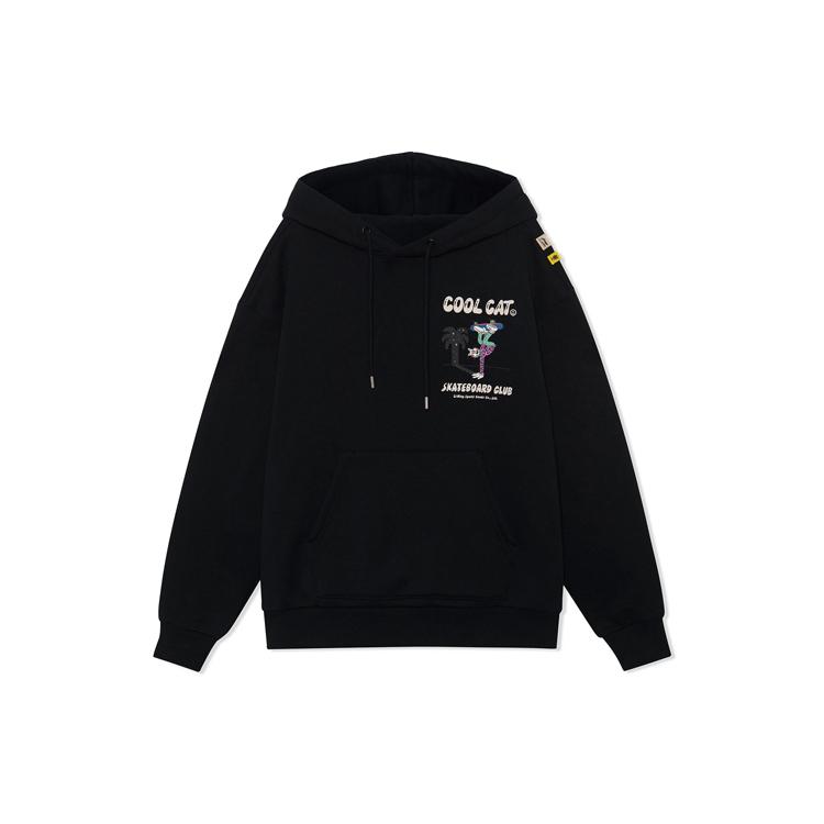 Li Ning X STEVEN HARRINGTON Skateboard Sweatshirts Unisex Black Hooded Thickened Regular AWDRF79-3 L