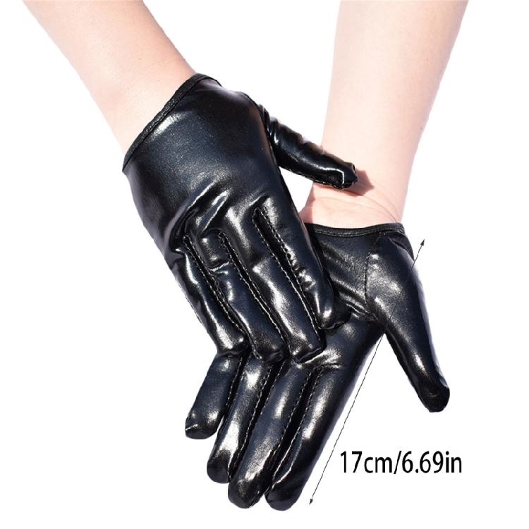 Luxurious Shining Enamel Leather Gloves for Women Men Night Club Dancing Wear Fashion Glossy Short Gloves for Parties