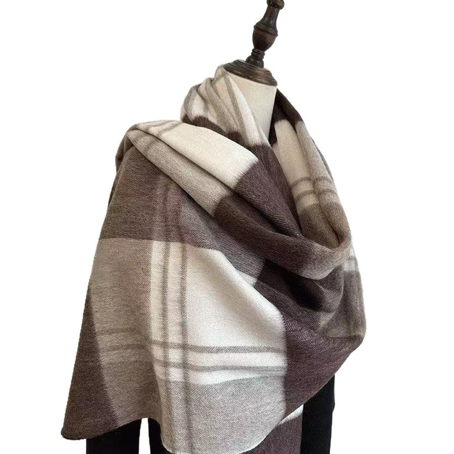 Classic British style plaid scarf women's winter Korean version versatile thickened and enlarged shawl dual-purpose student couple style circumference