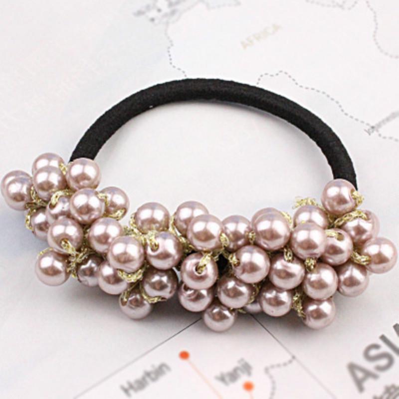 

Модная женская резинка для волос ручной работы с бисером EMA серый