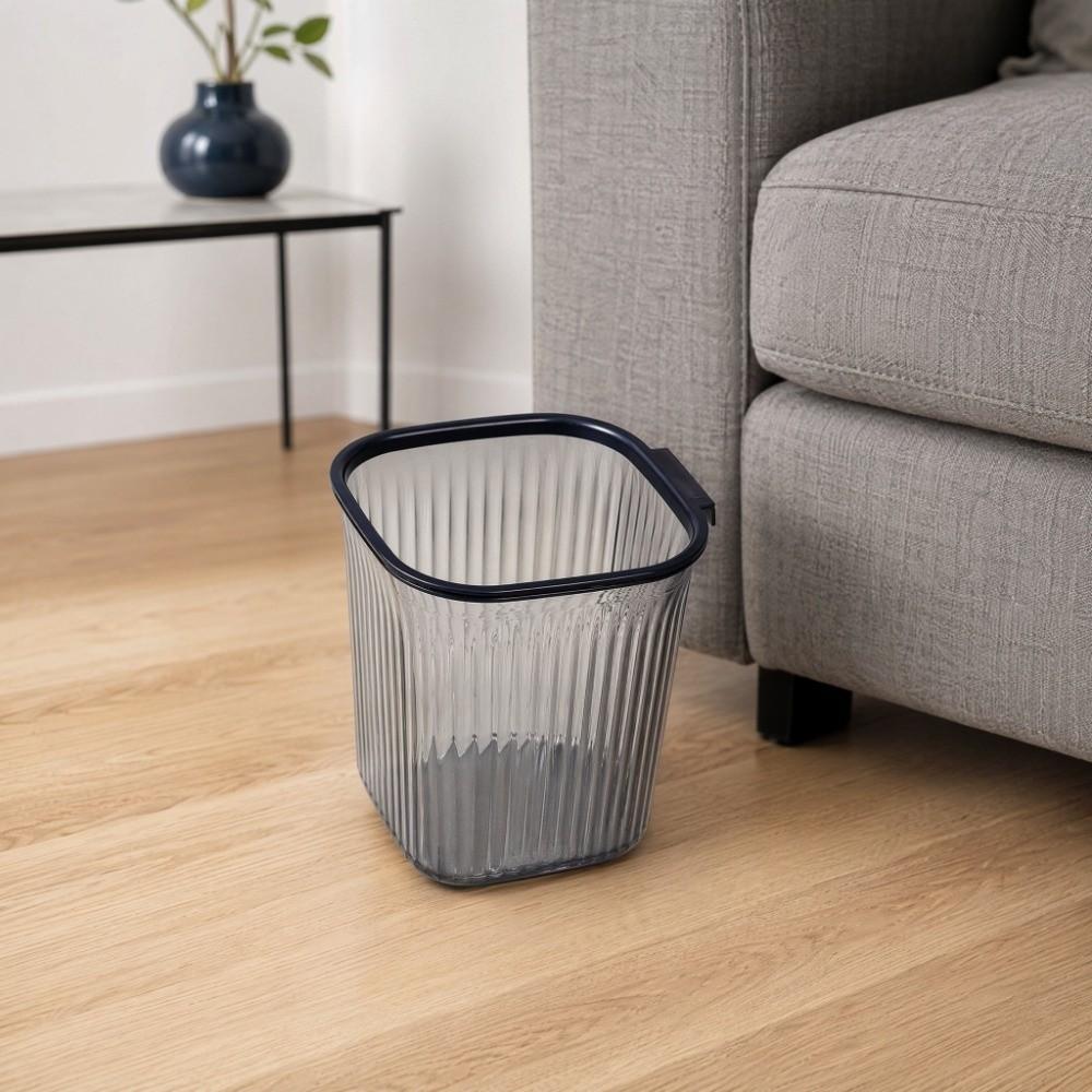 Thicken Transparent Trash Can Plastic Stripe Garbage Container Waste Basket Dustbin Office