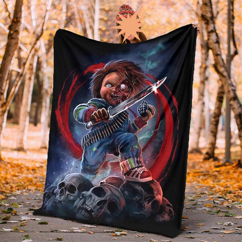 Chucky Flannel Blanket Soft Warm All-Season Throw, Design for Camping, Car Travel, Hiking Sofa, Bed, Office Perfect Gift for Parties