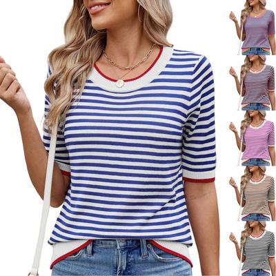 Camicia casual da donna a maniche corte con scollo a V e bottoni