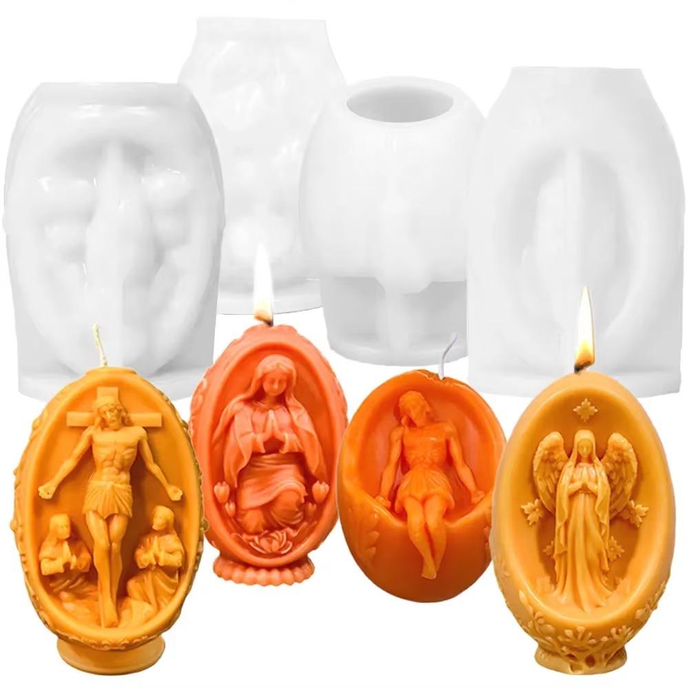 Easter Egg Candle Silicone Mold Diy Jesus Prayer Plaster Soap Mold Party Decoration Handmade Mold Christmas Gifts