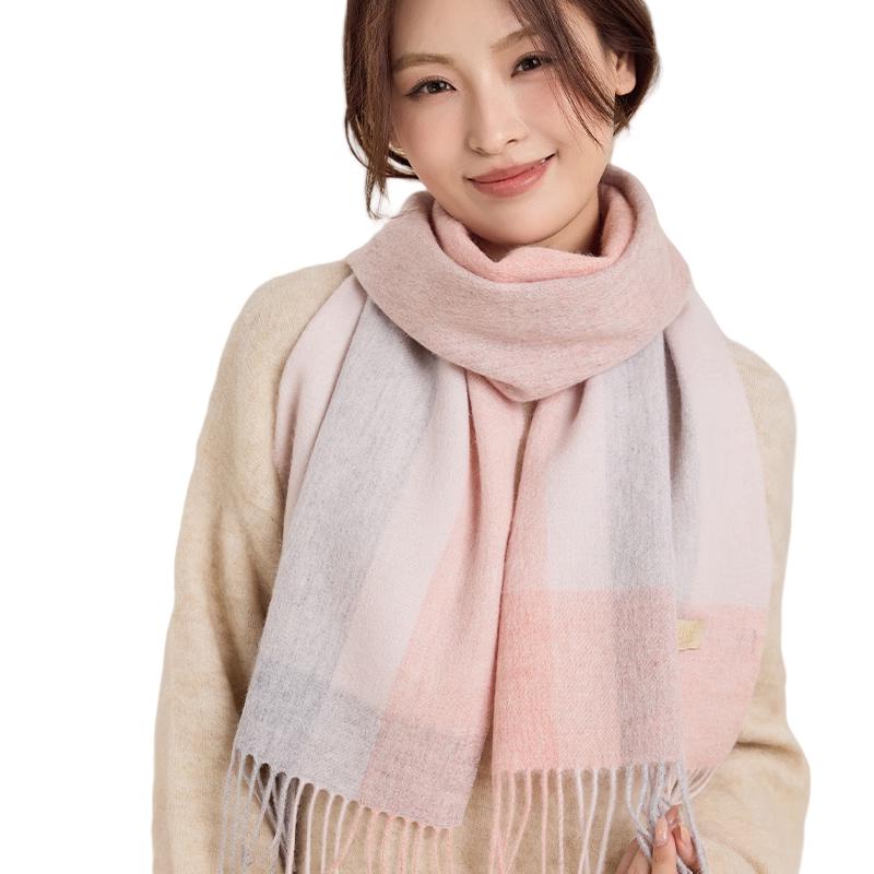 Yuxiaoduo 100% Pure Wool Plaid Scarf