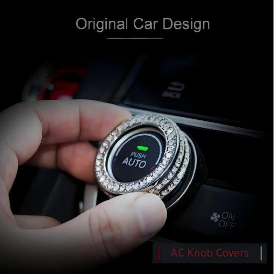 LECART Bling Car Accessories Fit for Honda Civic 10th Gen 2016 2017 2018    AC Knob Covers Auto Interior Bling Decor Crystal Metal Cover Trim Cute