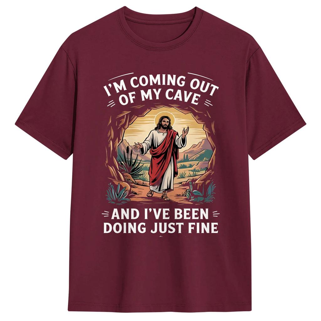 Coming Out of My Cave the Jesus Resurrection EasterT Shirt Beach Cotton TShirts Unisexs Casual Tshirt Short Sleeve Aesthetic Top