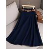 Elegant Fashion Skirts for Women Spring Autumn Patchwork Pleated A-Line Mid-length Skirts Commuting Office Lady Skirt