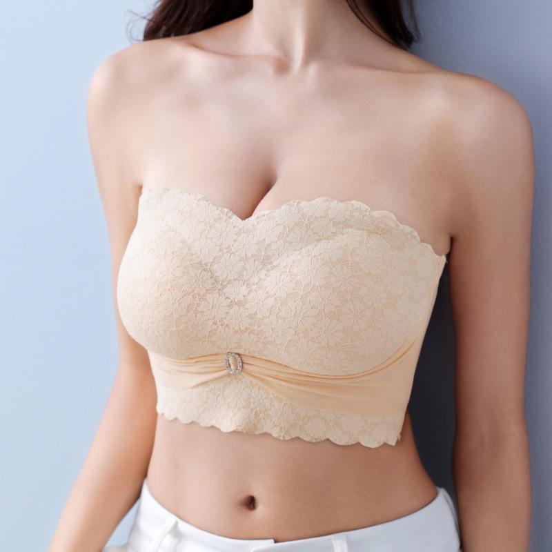 Strapless Bra for Women Gathering Anti Slip Bra Anti Sagging Anti Glare Strapless Summer Plus Size Bra
