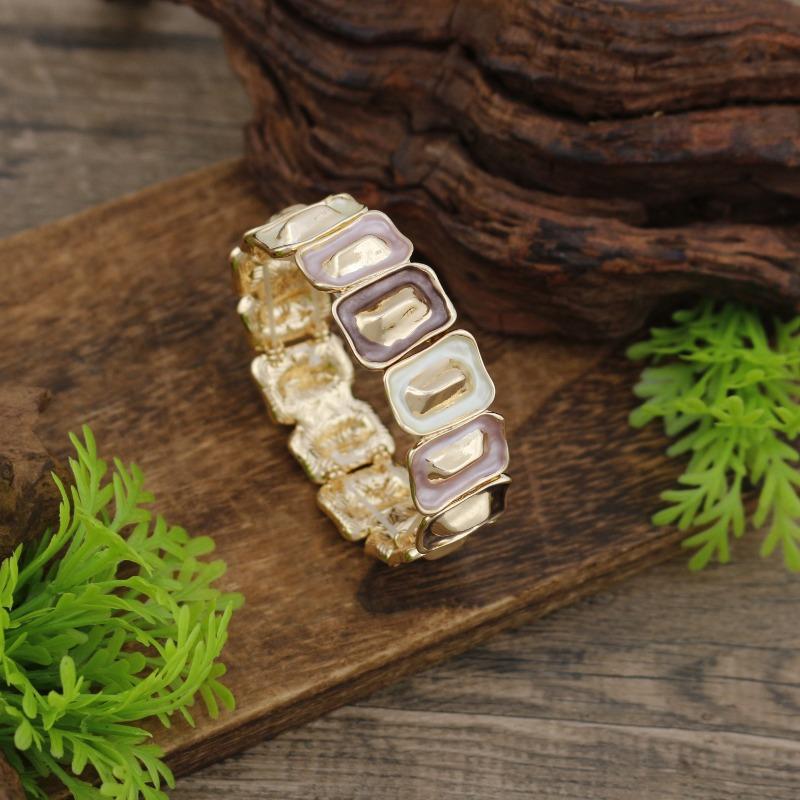 New enamel color square geometric elastic bracelet women's fashion simple color quadrilateral bracelet
