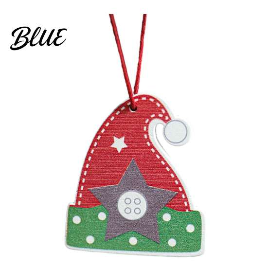Classic Red White Decorations Christmas Tree Wooden Pendant Vintage Cartoon Ornament with Lanyards Hanging Lightweight Pendant for Holiday