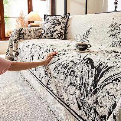 1pc Bohemian Style Sofa Throw Blanket - All-Season Comfort, Pet-Friendly, Dust-Proof Couch Cover with Tassels Sectional Sofa Cover