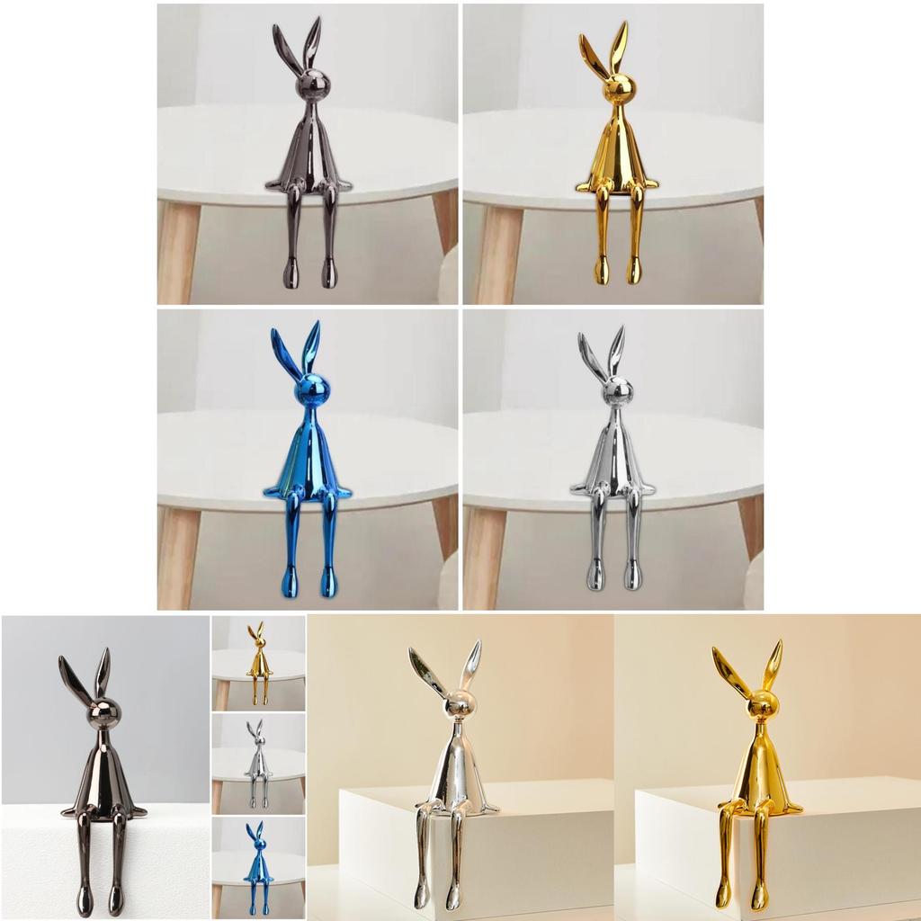 Moderne minimalistische galvanisierte Harz-Hasenstatue für Heimdekoration