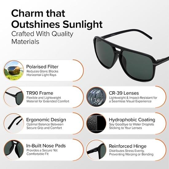 Intellilens Pilot Polarized & UV Protected Sunglasses For Men & Women| Gogle dla mężczyzn i kobiet