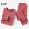 Velvet Sleepwear Set Seamless Double-sided Thermal Underwear Winter Unisex 2 Pcs/Set Round Neck Homewear Thick
