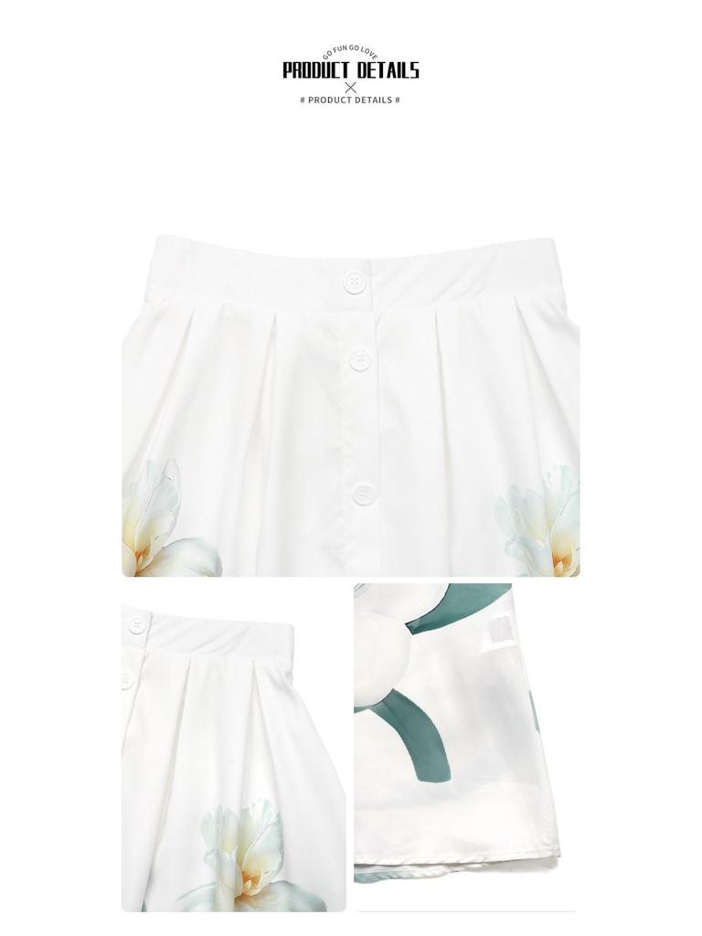 Independent Station 2025 Floral Print Button-Decorated Summer Skirt - Casual & Fresh Style