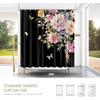 Vimorco Flower Butterfly Shower Curtain, Black Shower Curtains for Bathroom, Waterproof Quick-Dry Polyester Fabric Flower Shower Curtain, Floral Bath
