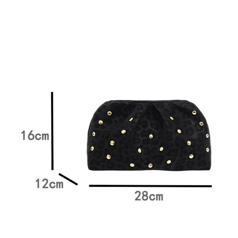 Trend Studded Women's Luxury Clutch Leopard Print Magnetic Clasp Clip Bag Designer High-end Cloud Bag Dinner Lipstick Coin Purse