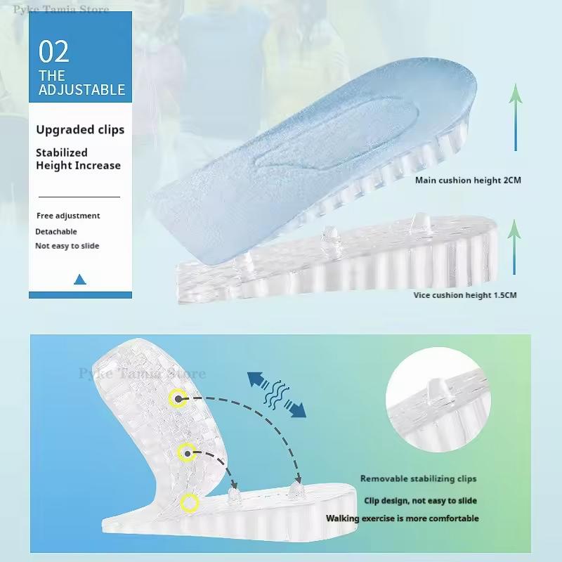 Removable Height Increase Insoles Soft Silicone Shoes Flat Feet Arch Support Orthopedic Insoles Men Women Sneakers Heel Lift