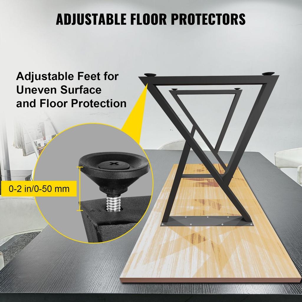 Z Shape Metal Table Legs Dining Table Legs 28"x18" Desk Legs Set of 2