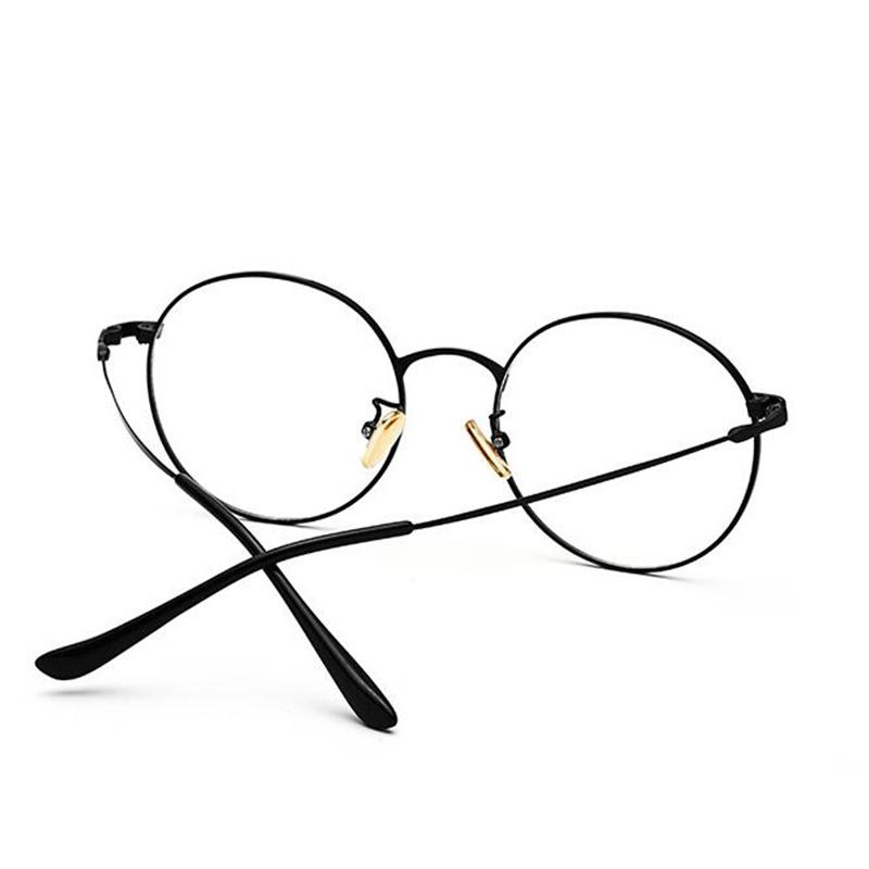 Metal Anti Blue Light Round Prescription Glasses for Women Men Students Myopia 0 to -6.0 Diopters