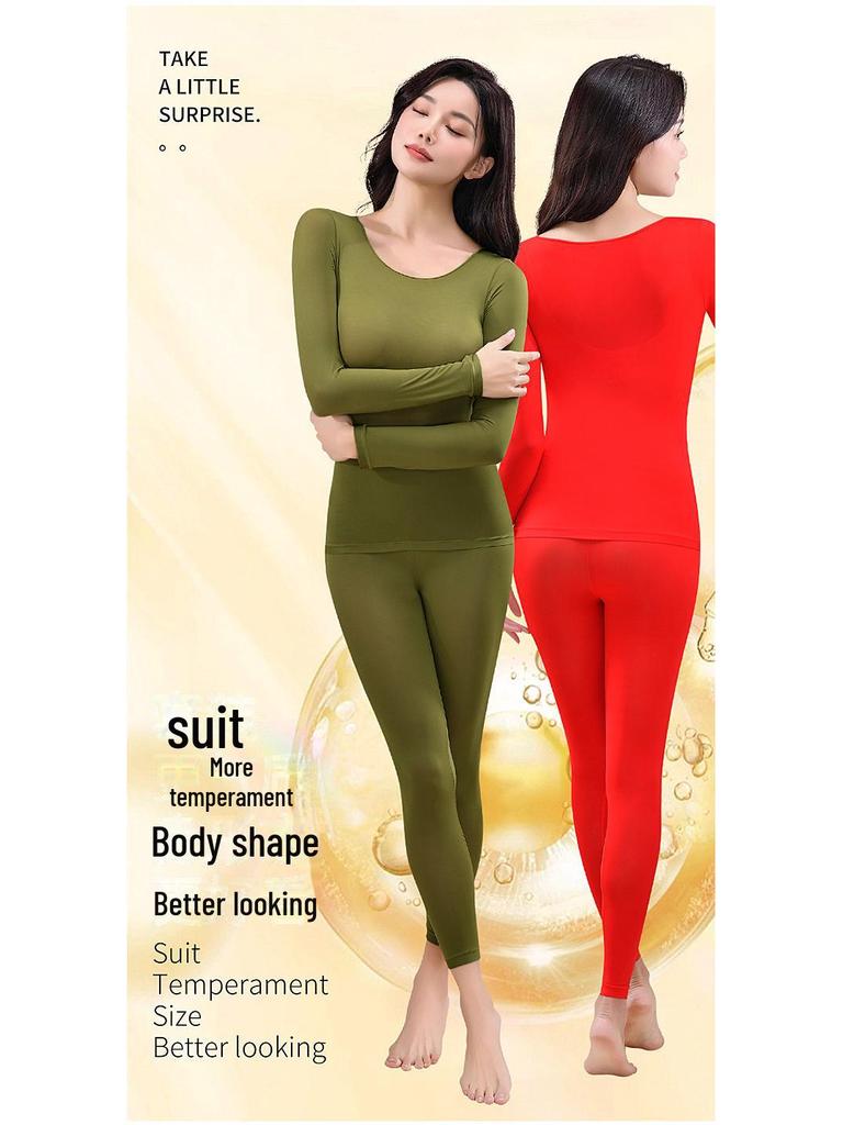 Women's Moisturizing Hyaluronic Acid Thermal Suit: Long-Sleeved Top & Pants for Autumn