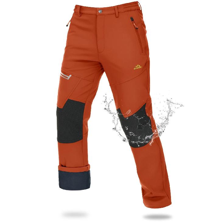 MAGCOMSEN Softshell Ski Pants Mens Winter Warm Fleece Lined Snow Trousers Waterproof Windproof Hiking Outdoor Thermal Pants