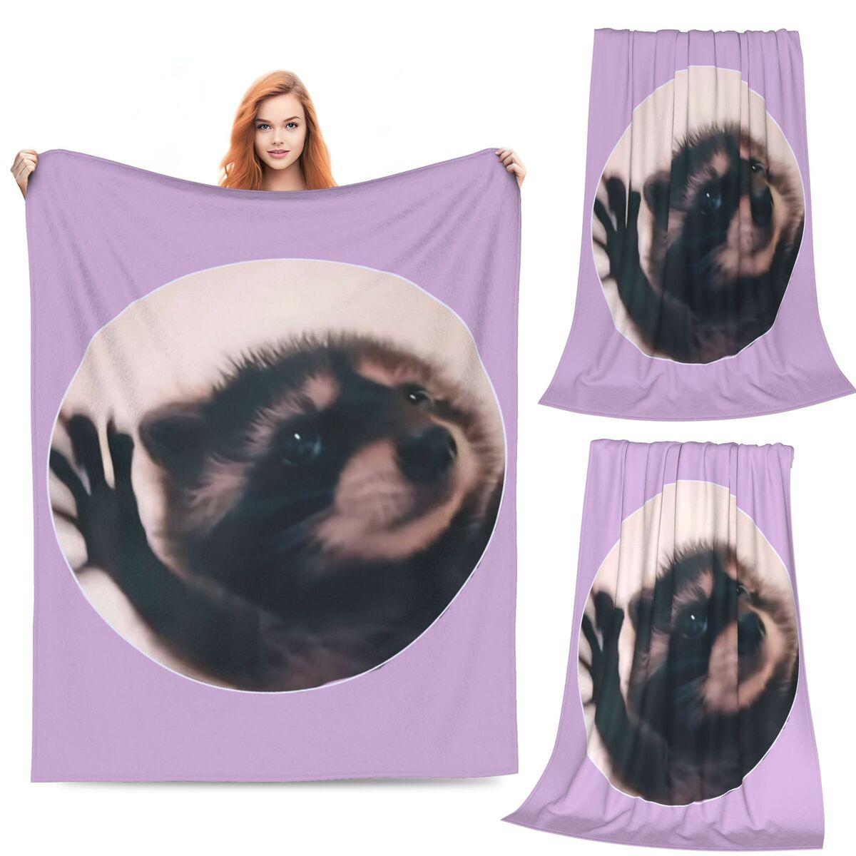 Pedro Pe Raccoon Blanket Soft Warm Flannel Throw Blanket Bedspread for Bed Living room Picnic Travel Home Sofa 80x120cm