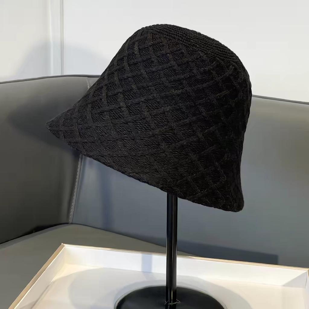 Color knitted hollow breathable bucket hat women's summer outdoor face small sunshade bucket hat women's basin hat