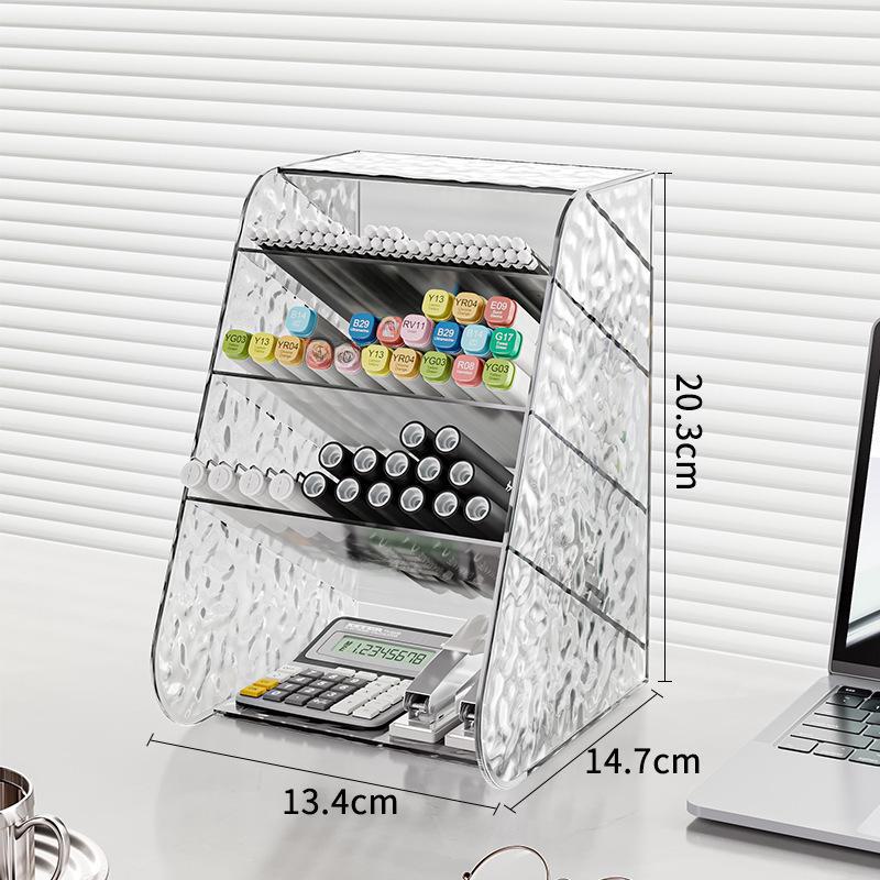 

Тримач для ручок з похилим вставленням - багатосітковий настільний органайзер для канцтоварів Transparent (large) pen holder прозорий