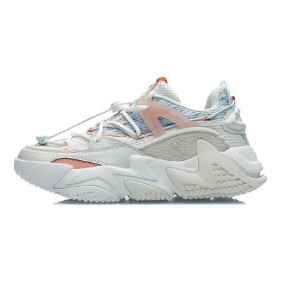 Li Ning CF Qian Hang Ce Trendige Lässige Stoßdämpfende Rutschfeste Niedrige Lifestyle-Schuhe Damen Sneaker Wolkenweiß AGLR172-1