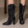 Women's High-heeled Short Boots Autumn and Winter New Simple Temperament Pointed Thick Heel Large Size Boots
