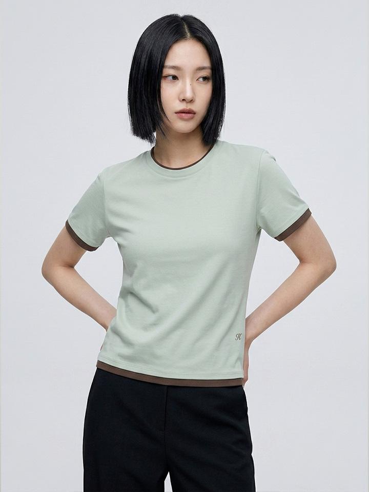 HANGTEN Women'S Layered Short Sleeve T-Shirt_381(10570-131-415-69)