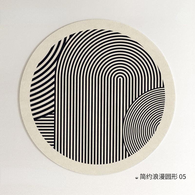 Modern Minimalist Living Room Decoration Stripe Carpet Round Thicken Rug French Style Rugs for Bedroom Home Washable Floor Mat