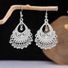 Vintage Miao Silver Minority Wind Earrings Personalized Bohemian Style Flower Long Fringed Earrings