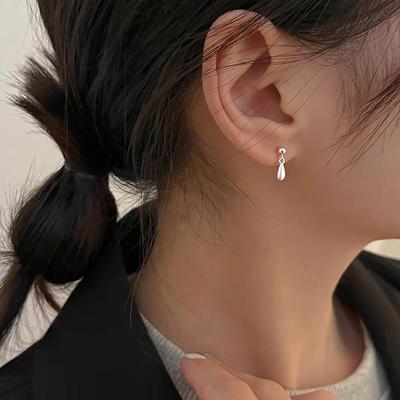 Little Water Drop Stud Earrings Alloy Metal Women Girls Street Party Pierced Earrings Jewelry Gift