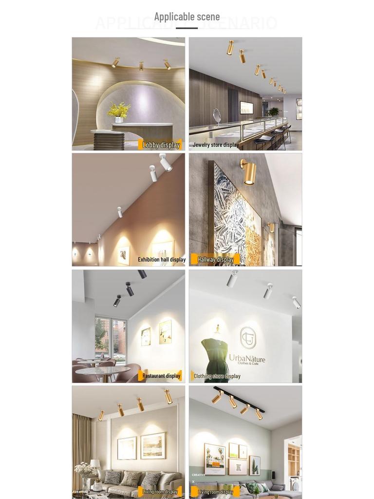 Nordic Rose Gold LED Track Spotlight, 7W Surface Mounted Ceiling and Background Wall Display Light.