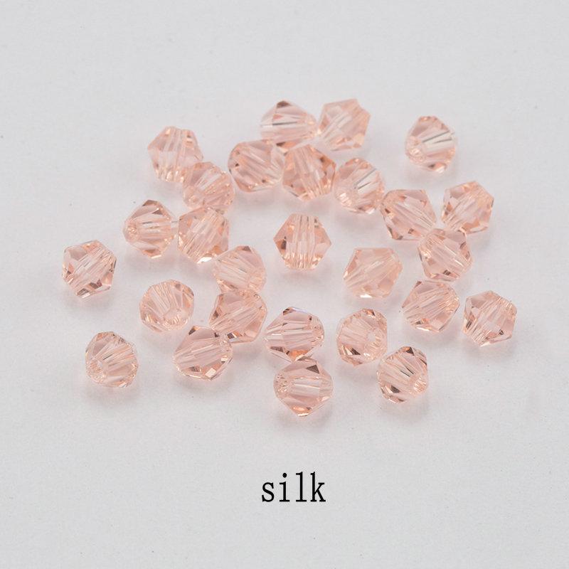 4mm 100pcs Shiny Crystal Beads Bicone Beads Glass Beads Loose Spacer Beads for Bracelet DIY Jewelry Making 200pcs