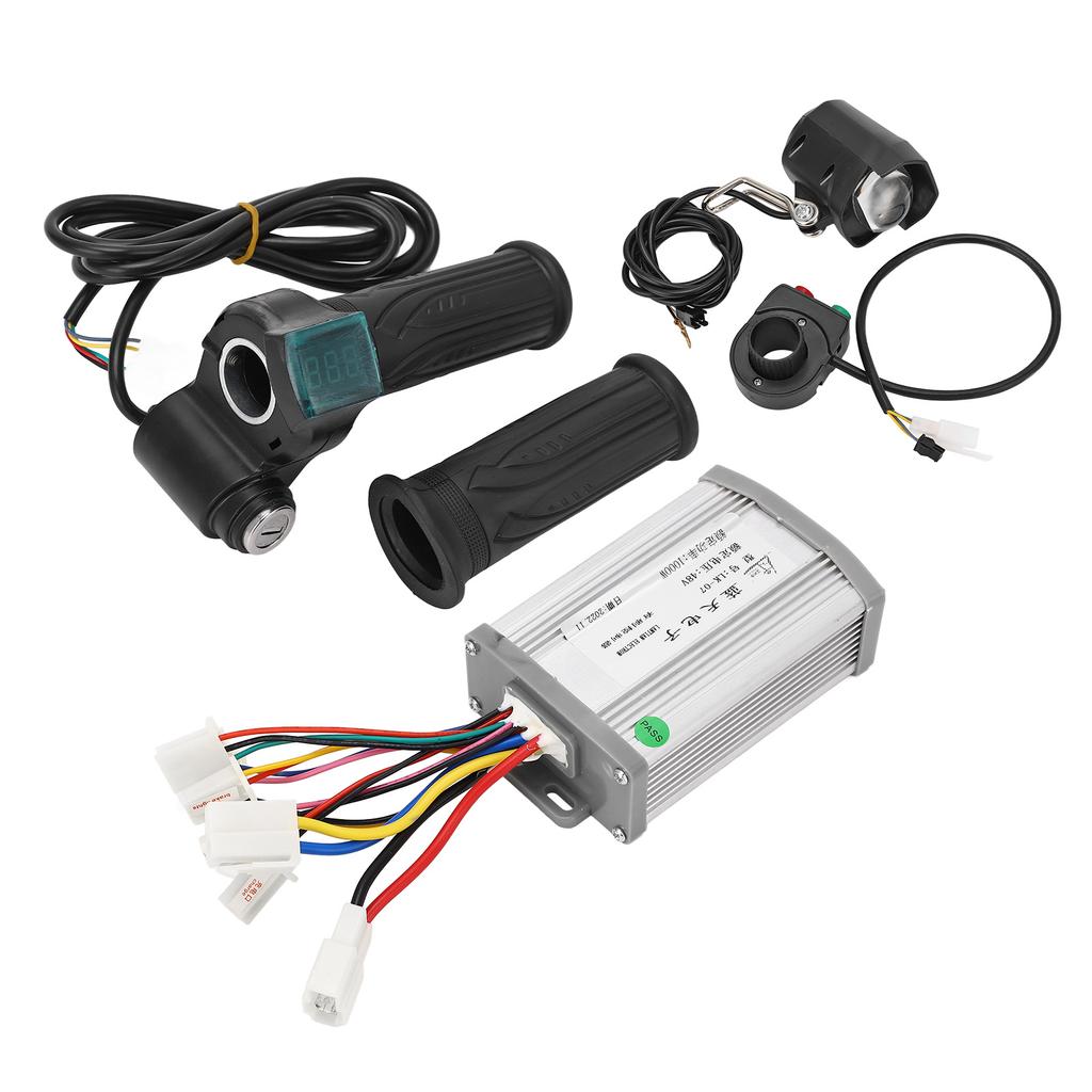 48V 1000W Brushed Motor Controller with Twist Throttle Handle Keys Front Lamp Switch Kit for