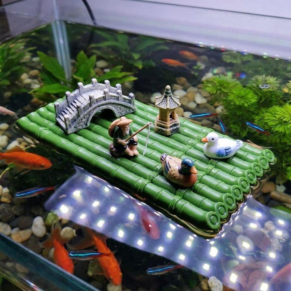 Artificial Bamboo Floating Bamboo Raft Ornament No Fading Bamboo Raft Figurine  Home Decoration
