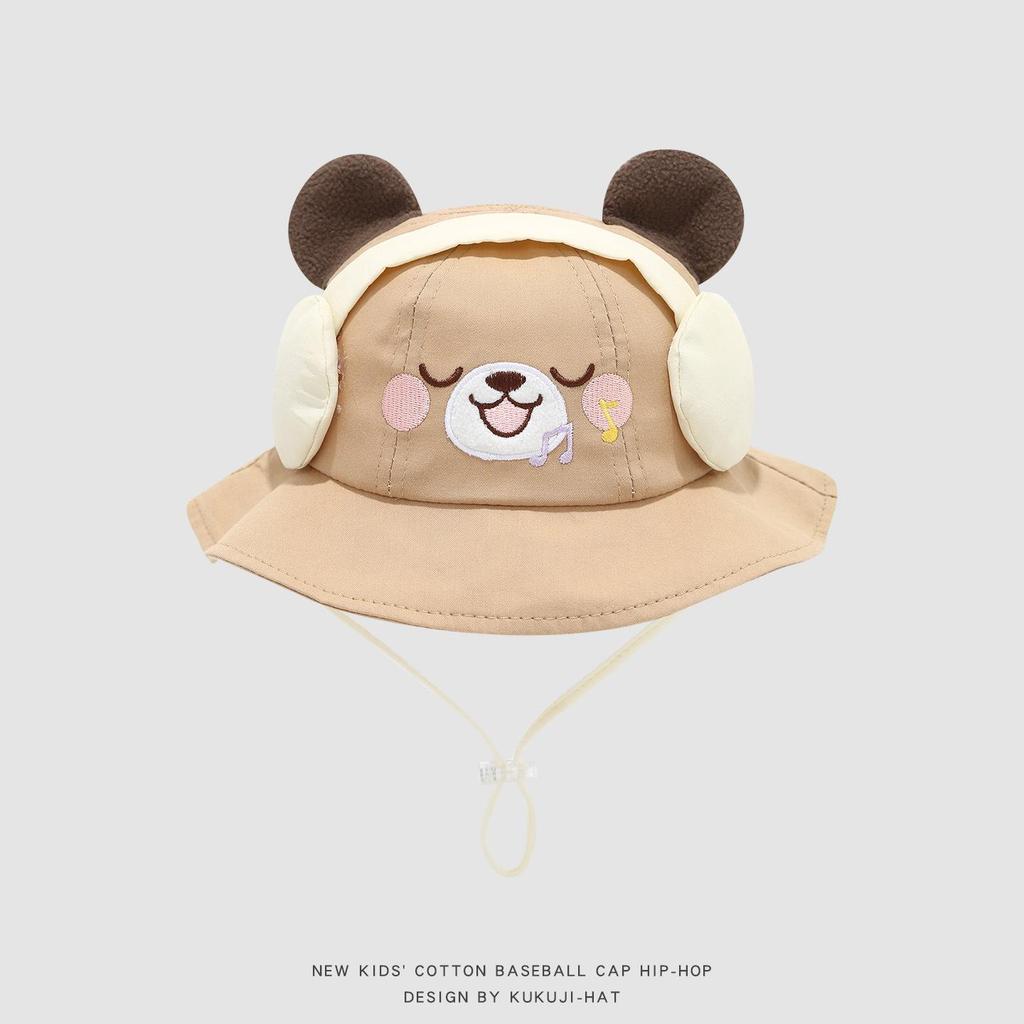 2026 Spring Unisex Baby Bucket Hat - 3D Cartoon Bear Design, Kids Fisherman Sun Hat