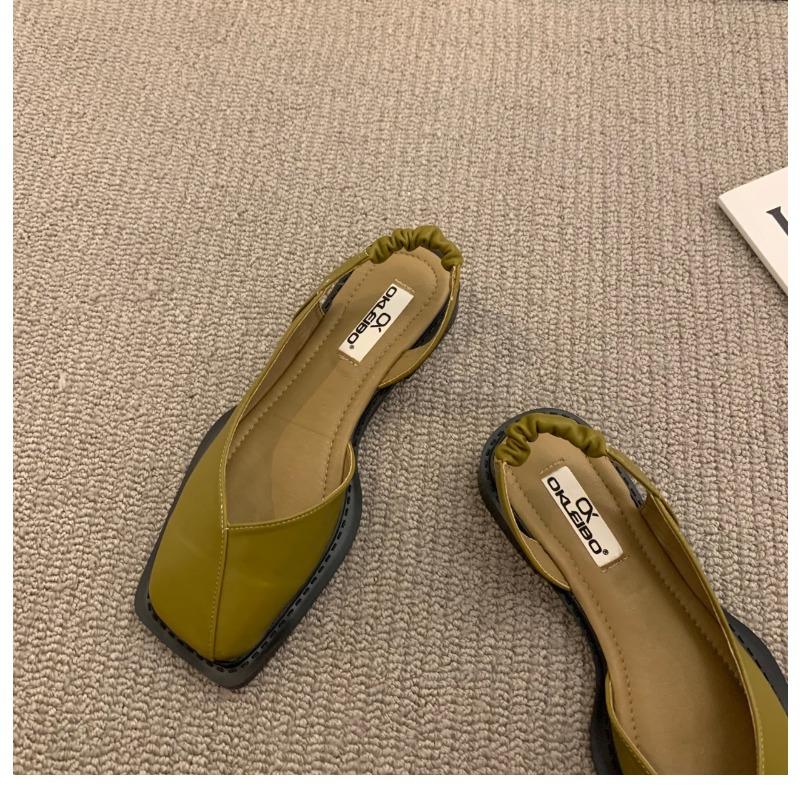 New Summer French Bag Head Sandals Soft Sole Women's Square Head Flat Sole Design Single Shoes