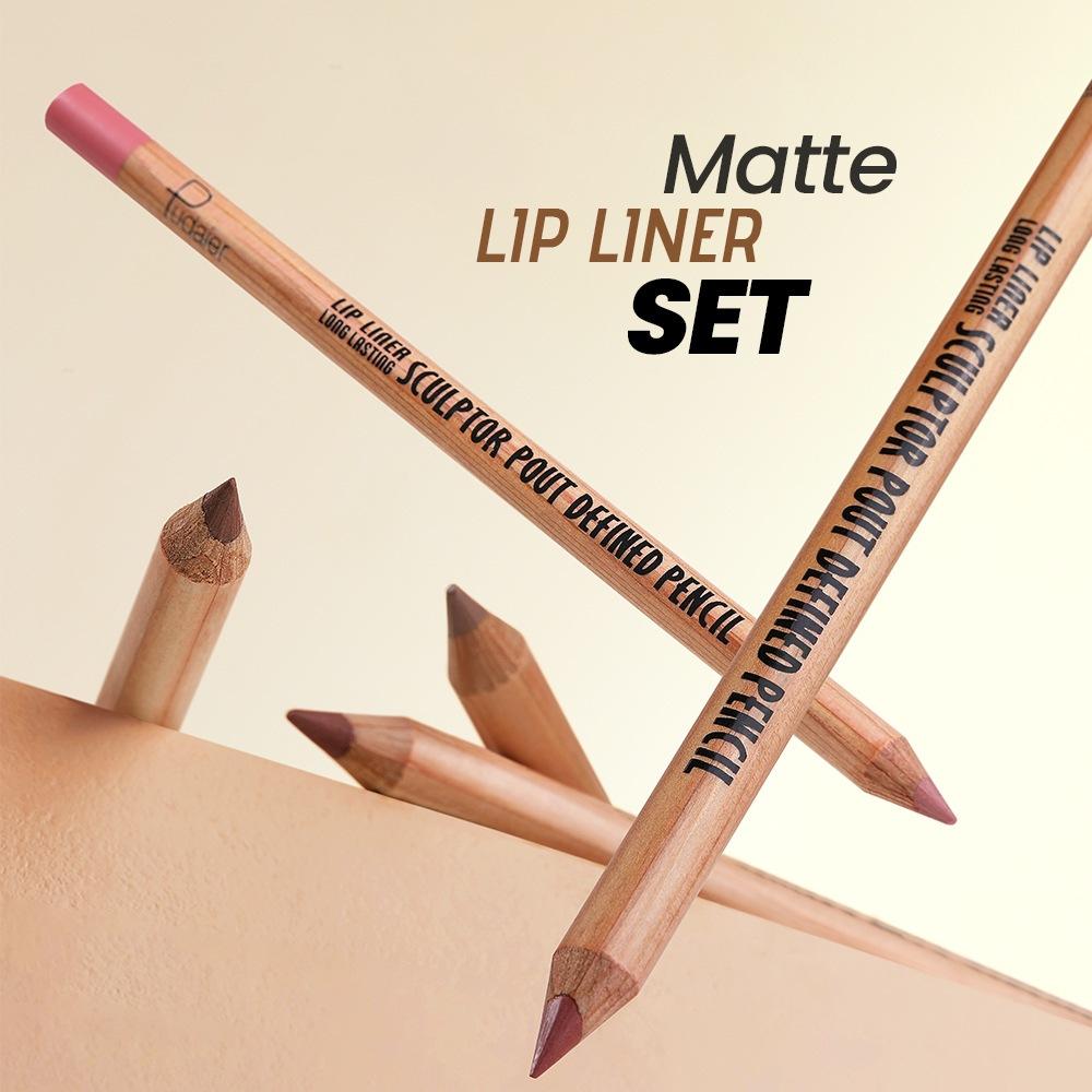 6Pcs Lipliner Pen Set Makeup Sexy Red Matte Contour Tint Lipstick Pen Waterproof Long Lasting Non-stick Cup Lip Liner Cosmetics