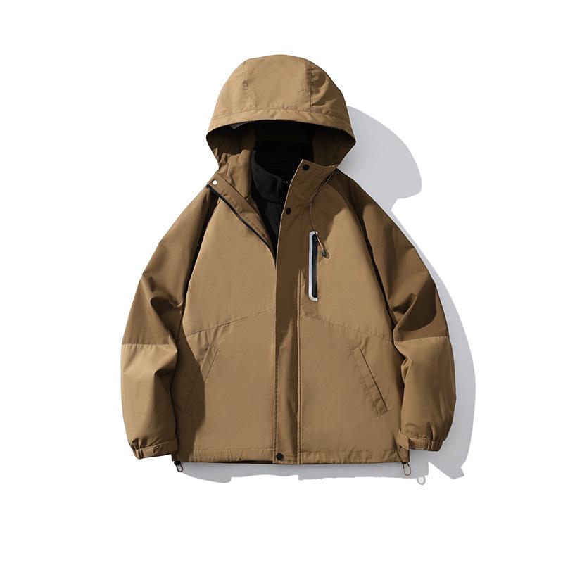 Unisex Trendy Three-in-One Waterproof Jacket for Autumn/Winter Outdoor Activities, Color-Blocked Design for Couples