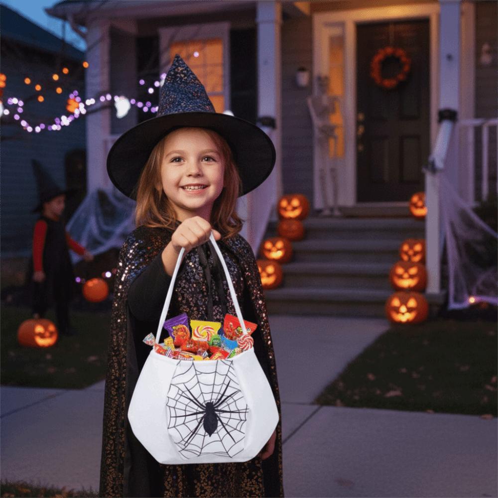 White Halloween Ghost Candy Bag Reusable Snack Storage Bag Halloween Candy Bucket Outdoor